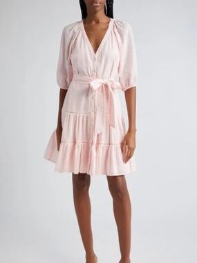 Veronica Beard NWOT Women's Pink Haze Dewey Tiered Cotton Mini Dress  8